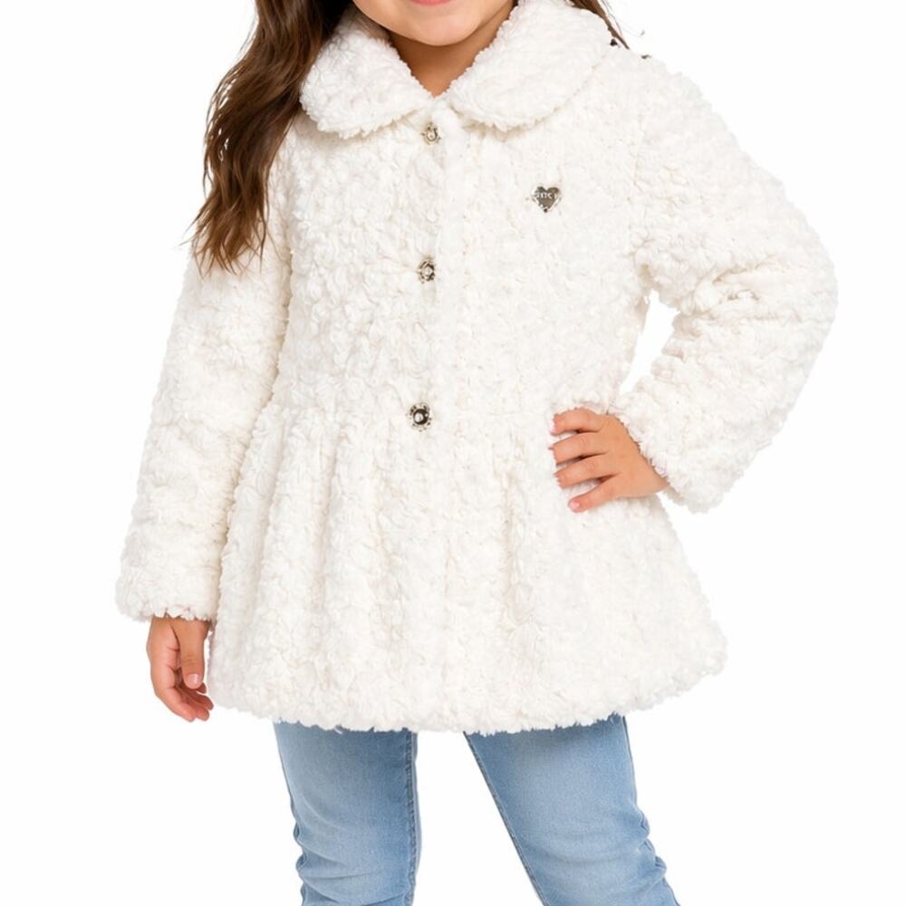 Juicy Couture Girls White Faux Fur Coat Size 5 - Picture 5 of 11
